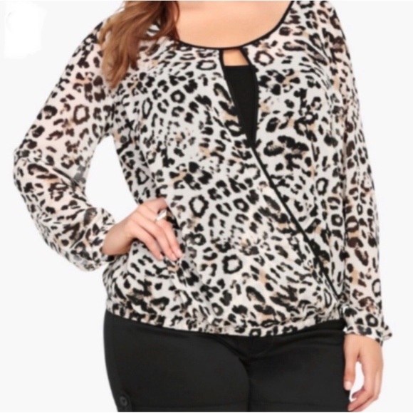 Torrid women’s plus long sleeves animal print cheetah blouse top size 2 - Picture 1 of 9